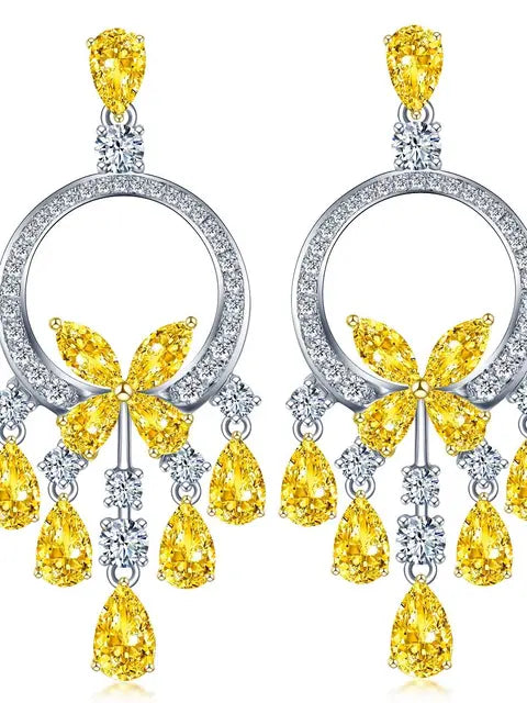 18k Gold Charms Dangle Earring Simulated Diamond Beads Earrings for Women Boucle Oreille Femme