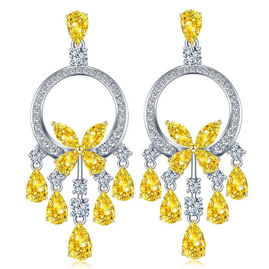 18k Gold Charms Dangle Earring Simulated Diamond Beads Earrings for Women Boucle Oreille Femme