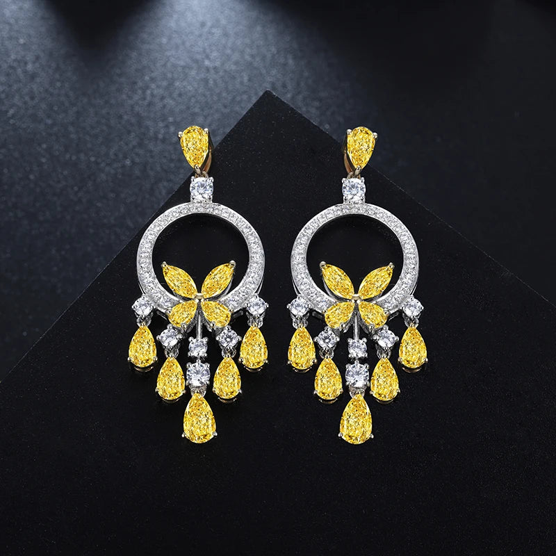 18k Gold Charms Dangle Earring Simulated Diamond Beads Earrings for Women Boucle Oreille Femme