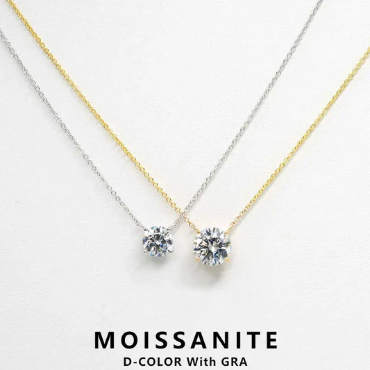 1CT 2CT 3CT Moissanite Pendant Necklace For Women Original 925 Silver Chains Solitaire Drop Necklaces Bridal Fine Jewelry