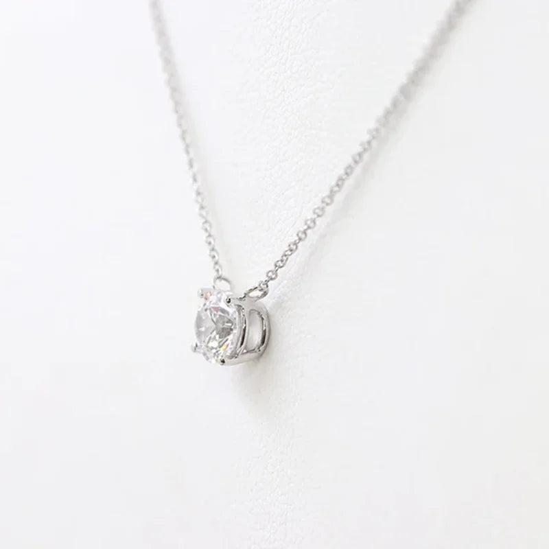 1CT 2CT 3CT Moissanite Pendant Necklace For Women Original 925 Silver Chains Solitaire Drop Necklaces Bridal Fine Jewelry