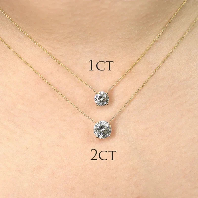 1CT 2CT 3CT Moissanite Pendant Necklace For Women Original 925 Silver Chains Solitaire Drop Necklaces Bridal Fine Jewelry