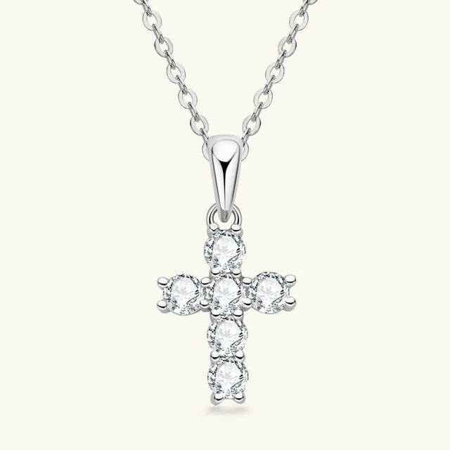 .99925 Silver Original Certified Chain 3mm Moissanite Necklaces Religion Cross Pendant Necklace For Women Daily Jewelry Gift