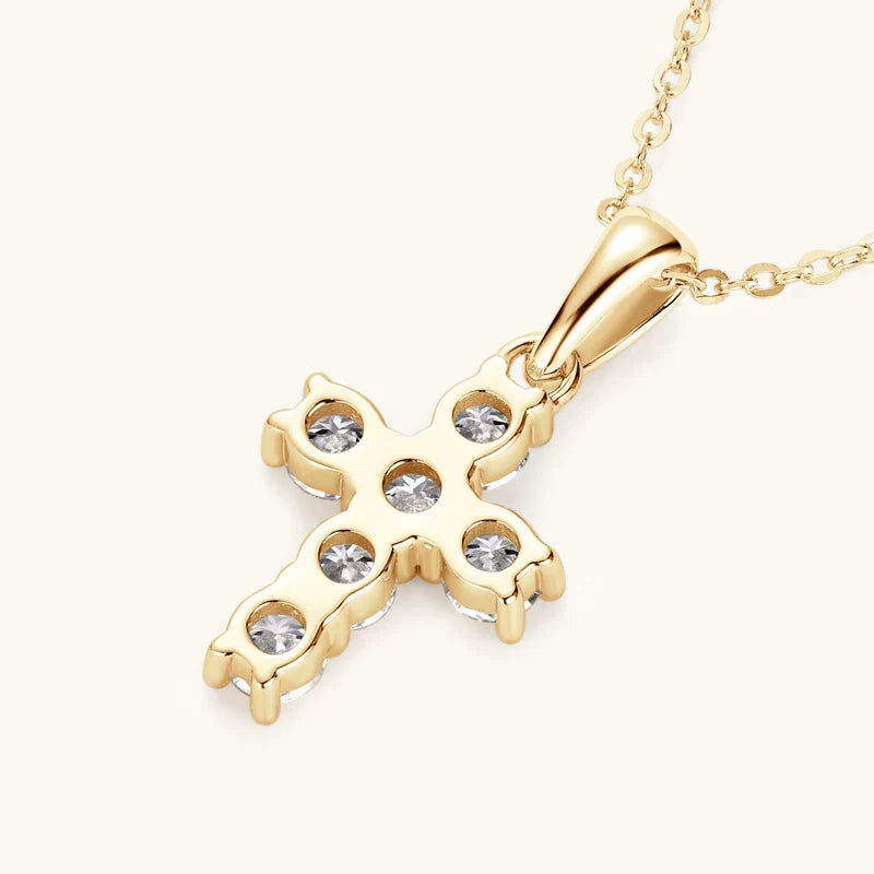 .99925 Silver Original Certified Chain 3mm Moissanite Necklaces Religion Cross Pendant Necklace For Women Daily Jewelry Gift