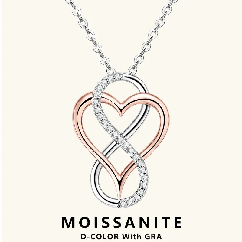 .99Moissanite Infinity Pendant Necklace 925 Sterling Silver Women's Necklaces For Engagement Valentine's Day Jewelry Gift