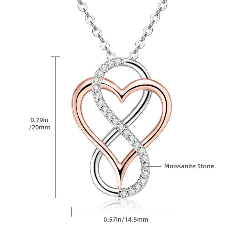 .99Moissanite Infinity Pendant Necklace 925 Sterling Silver Women's Necklaces For Engagement Valentine's Day Jewelry Gift