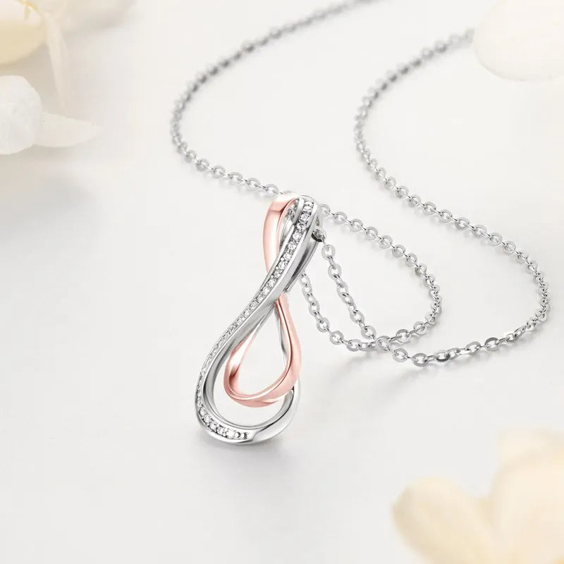 .99Moissanite Necklace 925 Sterling Silver Infinity Pendant Necklaces For Couples Lovers' Valentine's Day Engagement Gift